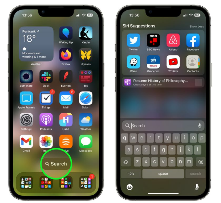 普定苹果手机维修分享升级到 iOS 16 后，如何删除主屏幕上的搜索按钮 