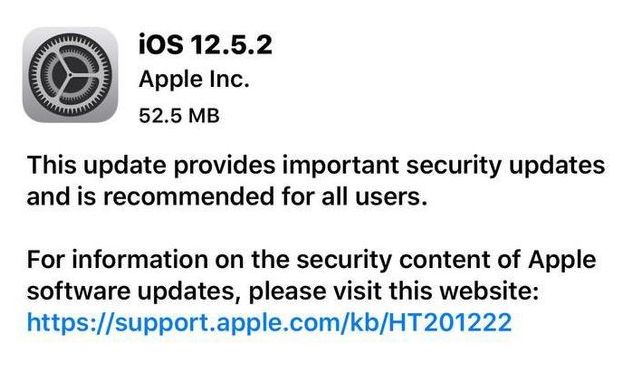 普定苹果手机维修分享iOS12.5.2发布，建议所有老苹果用户安装 